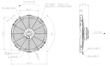 Ø330 mm SPAL Hochleistungslüfter saugend - VA13-AP70/LL-63A